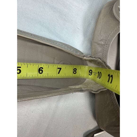 Tory Burch Women’s sz 5.5 Minnie Travel Ballet Flat French Gray Neutral Leather - Picture 11 of 12